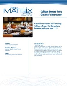 Reynolds Culligan Giovannis Restaurant Case Study